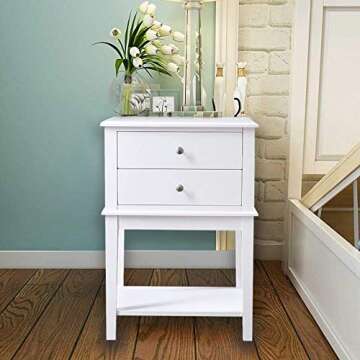 Conifferism White Nightstand 2 Drawers - Modern Design
