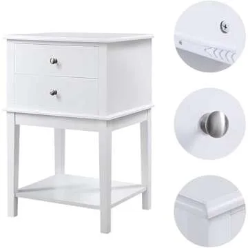 Conifferism White Nightstand 2 Drawers - Modern Design