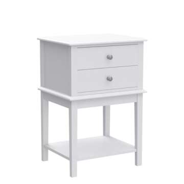 Conifferism White Nightstand 2 Drawers - Modern Design