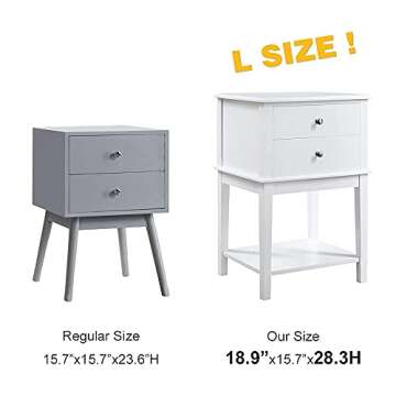 Conifferism White Nightstand 2 Drawers - Modern Design