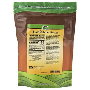 NOW Foods, Beef Gelatin Powder, Natural Thickening Agent, Source of Protein, 1-Pound (Packaging May Vary)