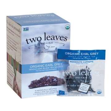 Two Leaves and a Bud Organic Earl Grey Tea - 30 Bags of Premium Quality