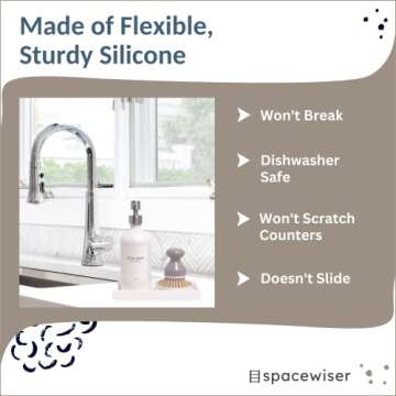 Spacewiser Countertop and Vanity Tray – Small 7.7" Silicone Soap Dispenser Tray, Shatterproof Flexible Bathroom Tray, Kitchen Sink Tray for Soap Bottles, Key Trinket Ring Tray, Original Silicone Tray