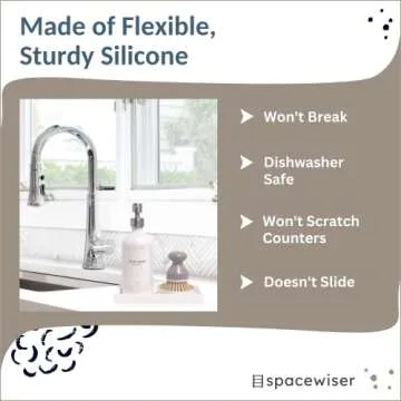 Spacewiser Countertop and Vanity Tray – Small 7.7" Silicone Soap Dispenser Tray, Shatterproof Flexible Bathroom Tray, Kitchen Sink Tray for Soap Bottles, Key Trinket Ring Tray, Original Silicone Tray