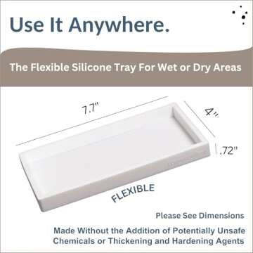Spacewiser Countertop and Vanity Tray – Small 7.7" Silicone Soap Dispenser Tray, Shatterproof Flexible Bathroom Tray, Kitchen Sink Tray for Soap Bottles, Key Trinket Ring Tray, Original Silicone Tray