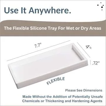 Spacewiser Countertop and Vanity Tray – Small 7.7" Silicone Soap Dispenser Tray, Shatterproof Flexible Bathroom Tray, Kitchen Sink Tray for Soap Bottles, Key Trinket Ring Tray, Original Silicone Tray