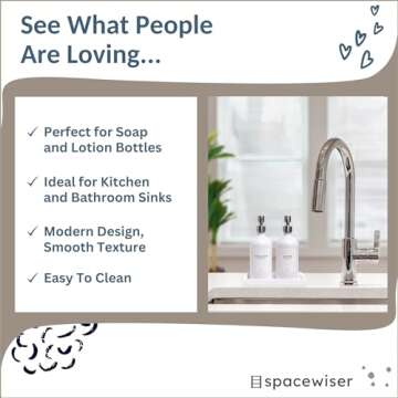 Spacewiser Countertop and Vanity Tray – Small 7.7" Silicone Soap Dispenser Tray, Shatterproof Flexible Bathroom Tray, Kitchen Sink Tray for Soap Bottles, Key Trinket Ring Tray, Original Silicone Tray