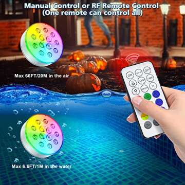 U UZOPI Upgraded Rechargeable Submersible LED Pool Lights with Remote IP68 Waterproof 16 Colors Hot Tub Underwater Lights for Above Ground Inground Pool, Bath, Party, Vase 2 Pack