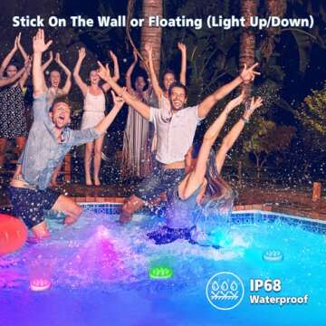 U UZOPI Upgraded Rechargeable Submersible LED Pool Lights with Remote IP68 Waterproof 16 Colors Hot Tub Underwater Lights for Above Ground Inground Pool, Bath, Party, Vase 2 Pack