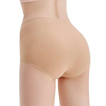 FallSweet No Show High Waist Briefs Underwear for Women Seamless Panties Multi Pack (Khaki (4-pack), s)