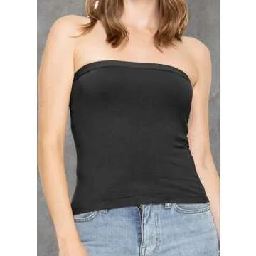 STRETCH IS COMFORT Women's Cotton Tube Top Black Small