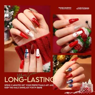 Morovan Christmas Nail Polish Set: Glitter Red Green Gold Silver Fingernail Polish Kit Regular Air Q...