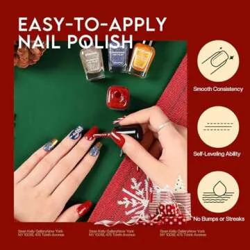 Morovan Christmas Nail Polish Set: Glitter Red Green Gold Silver Fingernail Polish Kit Regular Air Quick Dry Nail Polish Pack for Gift Holiday Party