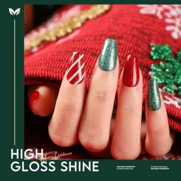 Morovan Christmas Nail Polish Set: Glitter Red Green Gold Silver Fingernail Polish Kit Regular Air Quick Dry Nail Polish Pack for Gift Holiday Party