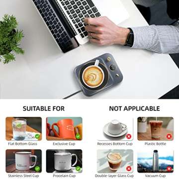 Coffee Mug Warmer Tea Warmer for Desk, 26W Electric Heated Cup Warmer for Travel Beverage, Auto Shut Off, Stay Warm for Coffee, Beverage, Milk, Tea, Water & Hot Chocolate, Work from Home Gifts