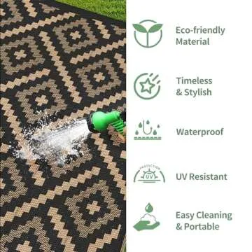 GENIMO Outdoor Rug 6'x9' Waterproof for Patio and Camping