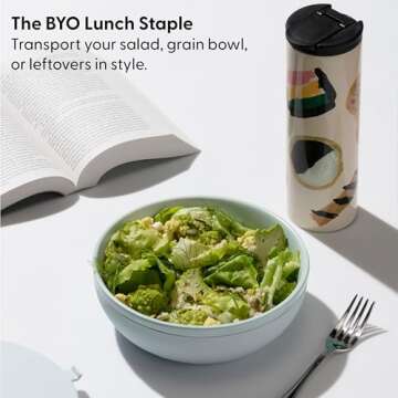 W&P Porter Ceramic Bowl Lunch Container w/ Protective Non-slip Exterior, Slate 1 Liter | Lid & Snap-...