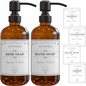 Elegant Amber Glass Soap Dispensers - Set of 2 for Home