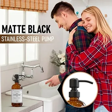 Elegant Amber Glass Soap Dispensers - Set of 2 for Home