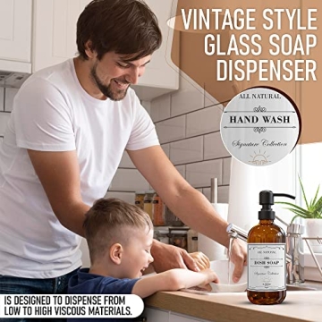 Elegant Amber Glass Soap Dispensers - Set of 2 for Home