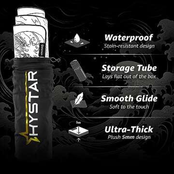 Hystar Extended Gaming Mouse Pad | XXL 36" x 16" | 5mm Thick, Waterproof Surface, Smooth Polyester F...