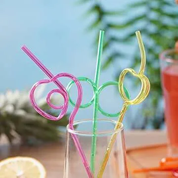 Crazy Straws 24 Pcs Reusable Drinking Straws for Parties
