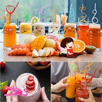 Crazy Straws,24 Pcs Silly Straws for Kids &Adults,Reusable Plastic Loop Curly Crazy Drinking Straws for Classroom Activities Valentines Day Gift Christmas Birthday Wedding Party Supplies Decoration