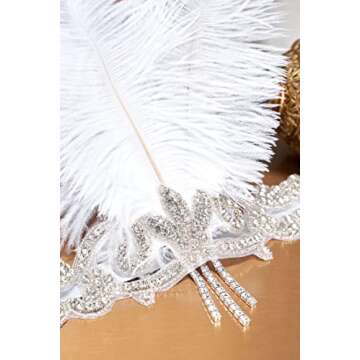 BABEYOND 1920s Flapper Headpiece with Feathers and Crystals