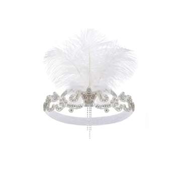 BABEYOND 1920s Flapper Headpiece with Feathers and Crystals