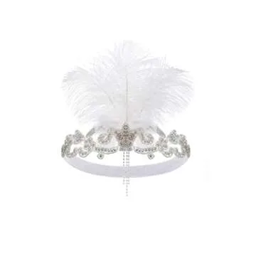 BABEYOND 1920s Flapper Headpiece with Feathers and Crystals