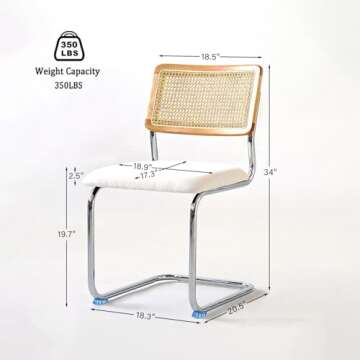 Stylish GrandNoor White Rattan Dining Chairs Set of 2