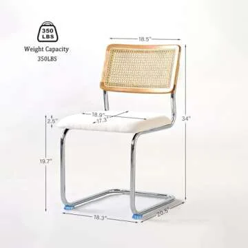 Stylish GrandNoor White Rattan Dining Chairs Set of 2