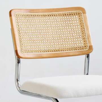 Stylish GrandNoor White Rattan Dining Chairs Set of 2