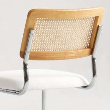 Stylish GrandNoor White Rattan Dining Chairs Set of 2