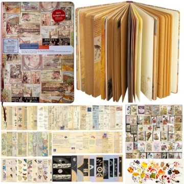 Vintage Junk Journal Notebook Blank Bullet Journals, Travel Journal, Writing Journal for Personal Di...