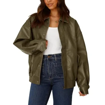 PRETTYGARDEN Women's Faux Leather Motorcycle Jacket - Oversized & Cozy Winter Essential