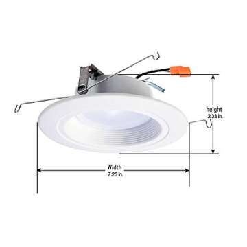 HALO RL Series 5/6 inch Recessed LED Light – Retrofit Ceiling & Shower Downlight, Baffle White Trim, Selectable CCT (2700K-5000K), 600 Lumens