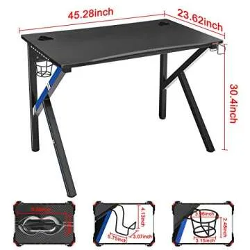 Mr IRONSTONE Gaming Desk 45.2" W x 23.6" D GT07