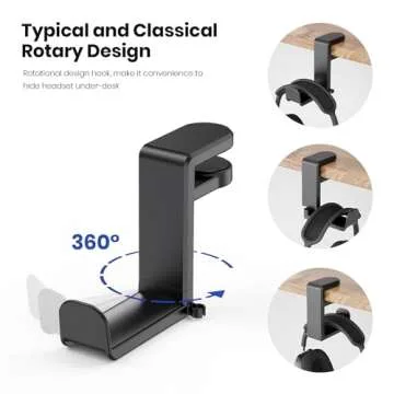 Rotating Headphone Stand - EURPMASK Clamp-on Holder