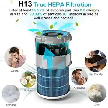 2 Pack Air Purifier for Home Bedroom with H13 True HEPA Filter for Smoke, Smokers, Dust, Odors, Pollen, Pet Dander | Quiet 99.9% Removal to 0.1 Microns | White Available for California