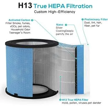 2 Pack Air Purifier for Home Bedroom with H13 True HEPA Filter for Smoke, Smokers, Dust, Odors, Pollen, Pet Dander | Quiet 99.9% Removal to 0.1 Microns | White Available for California