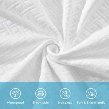Cozymaker TwinXL Size 100% Waterproof Mattress Protector, Cooling Mattress Cover Fitted 8-21" Deep P...