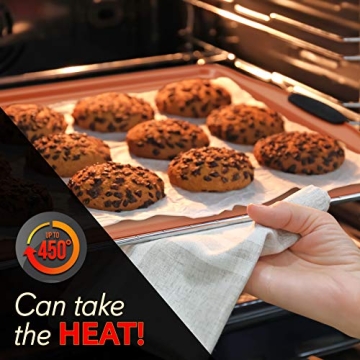 NutriChef 3 Piece Baking Pan Set - PFOA, PFOS, PTFE Free Flexible Nonstick Carbon Steel Bakeware Set - Home Kitchen Bake Pan Cookie Sheet Stackable Baking Tray Set w/Black Silicone Handles NCSBS3S45