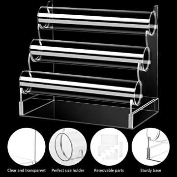 Clear Acrylic Bracelet Holder with 3 Tier Racks, Jewelry Organizer Stand and Display Jewelry Organizer for Wrist Watch