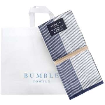 Premium Kitchen Dish Hand Towels (20”x 28”, 6 Pack) | Large,Cotton Flat & Terry Highly Absorbent Tea Towels Set with Hanging Loop | Navy Blue