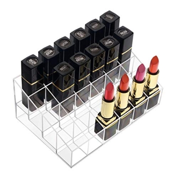 Benbilry Lipstick Holder, 24 Slots Clear Acrylic Lipstick Organizer Display Transparent Makeup Organ...
