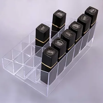 Benbilry Lipstick Holder, 24 Slots Clear Acrylic Lipstick Organizer Display Transparent Makeup Organizer(24 slots)