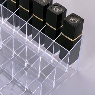 Benbilry Lipstick Holder, 24 Slots Clear Acrylic Lipstick Organizer Display Transparent Makeup Organizer(24 slots)