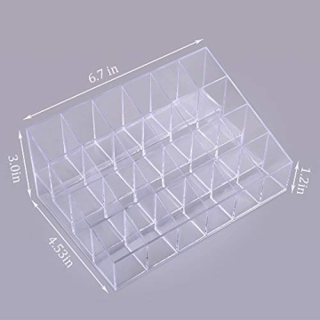 Benbilry Lipstick Holder, 24 Slots Clear Acrylic Lipstick Organizer Display Transparent Makeup Organizer(24 slots)