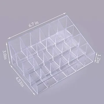 Benbilry Lipstick Holder, 24 Slots Clear Acrylic Lipstick Organizer Display Transparent Makeup Organizer(24 slots)